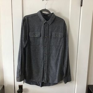 Gray 100% Cotton Heathered button up long sleeve top large